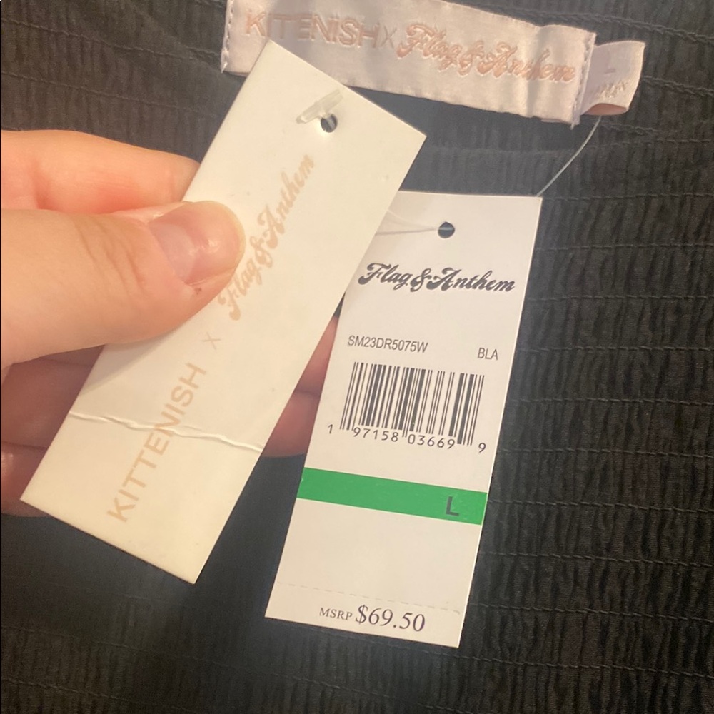 Kittenish x Flag & Anthem Black Tiered Dress, L NWT - Picture 2 of 5